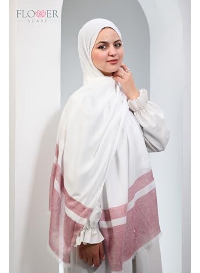 FLOWER Signature Timeless Luxury Ultra Soft Breathable Premium Pure Cotton Veil With Elegant Silky Smooth Finish – Lightweight & Comfortable – Off-White & Light Brown 80x200cm - Image 2